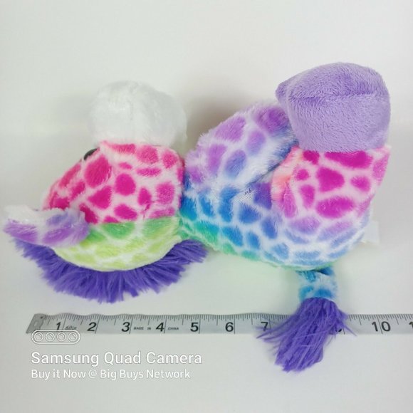 Kellytoy Giraffe 9.5" Rainbow Pink Green Purple/ Glitter Eyes Silky Soft Plushie - Picture 11 of 12